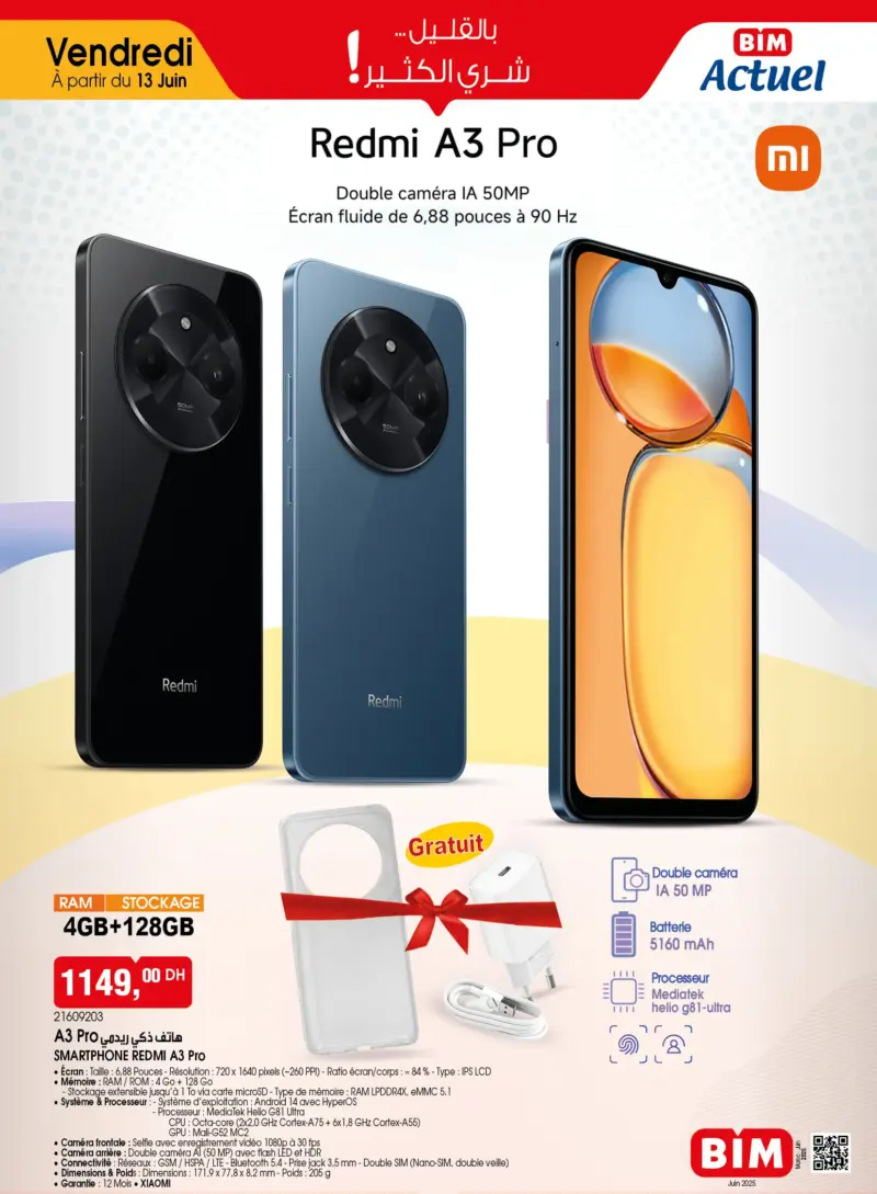 Catalogue Bim au Maroc Spécial Smartphone Redmi A3 PRO
