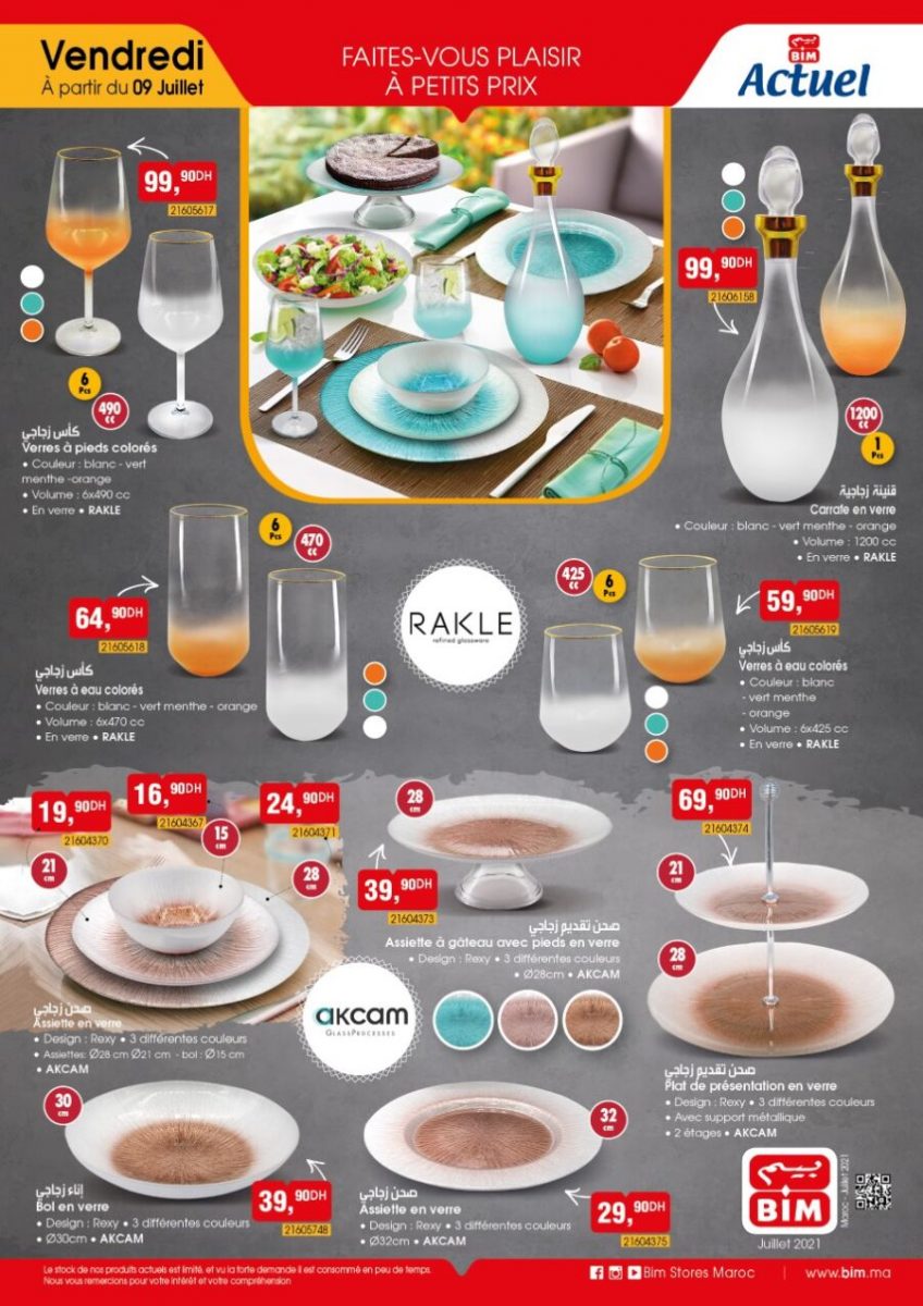 Catalogue Bim Maroc Spécial Art de table en verre du vendredi 9 juillet 2021
