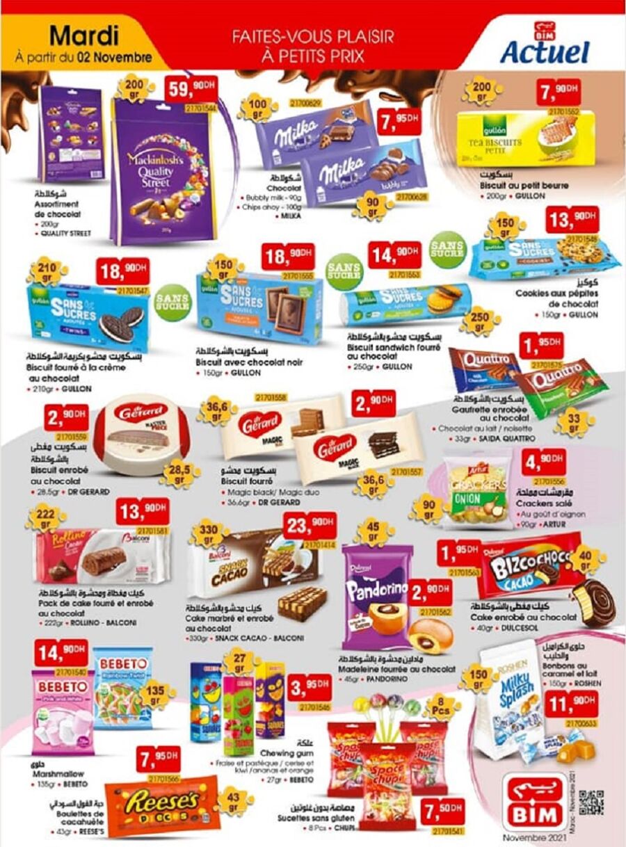 Catalogue Bim Maroc Bonbons et Chocolats du mardi 2 novembre 2021