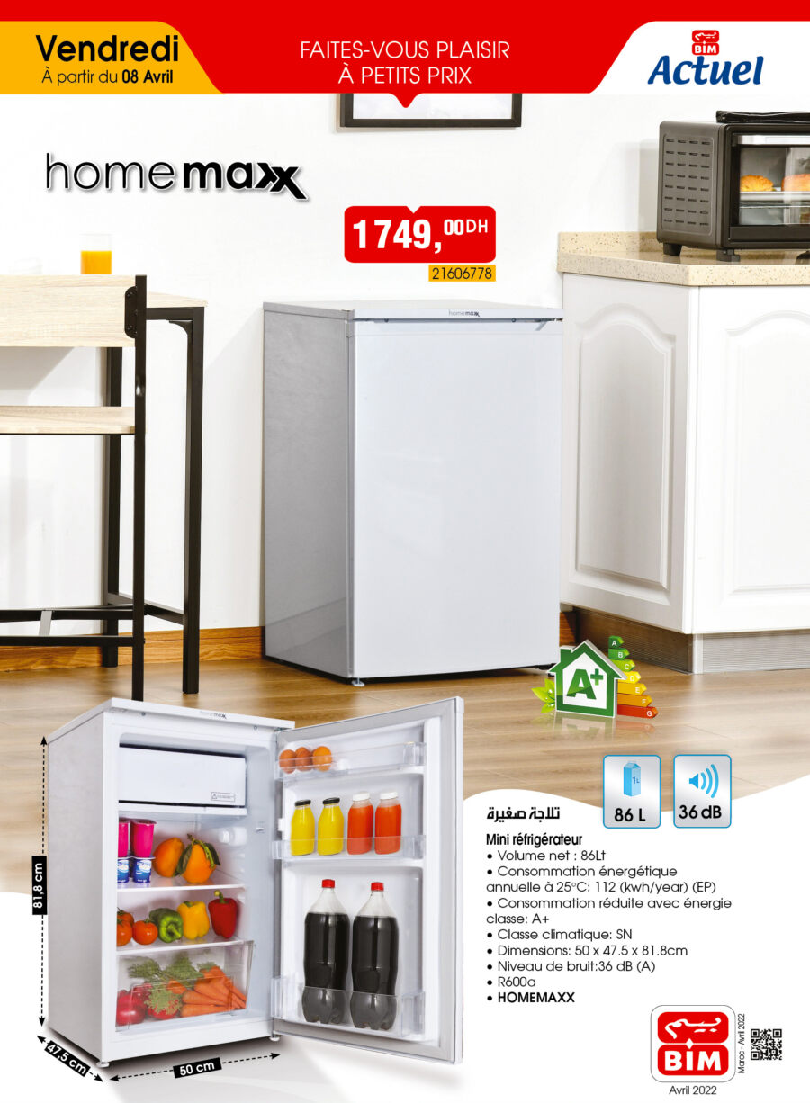 Catalogue Bim Maroc Spécial Mini réfrigérateur HOMEMAXX du vendredi 8 avril 2022