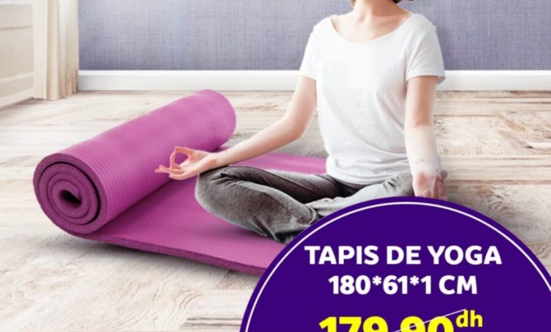 Soldes Marjane Tapis de Yoga 180x61x1cm 99.9Dhs au lieu de 179.9Dhs