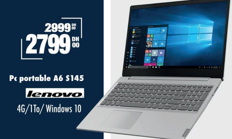 Soldes Aswak Assalam Laptop LENOVO A6 S145 2799Dhs au lieu de 2999Dhs عروض اسواق السلام mai 2024