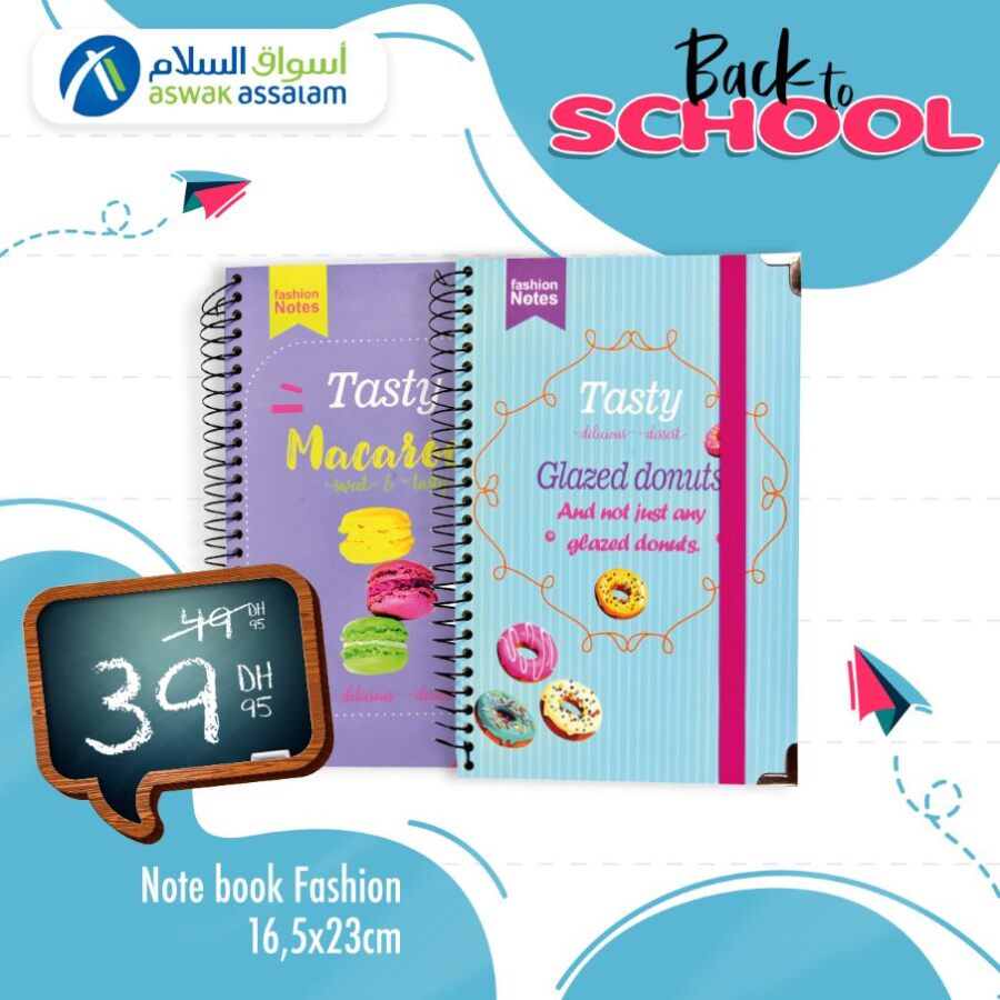 Soldes Aswak Assalam Note book FASHION 39.95Dhs au lieu de 49.95Dhs عروض اسواق السلام avril 2024