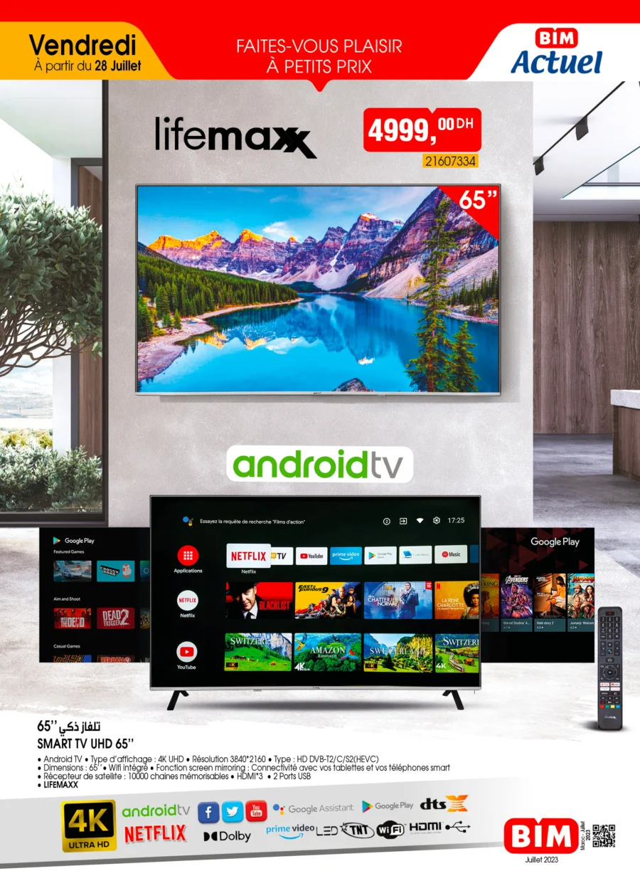 Catalogue Bim Maroc Spécial Smart TV Android 65p du Vendredi 28 Juillet 2023