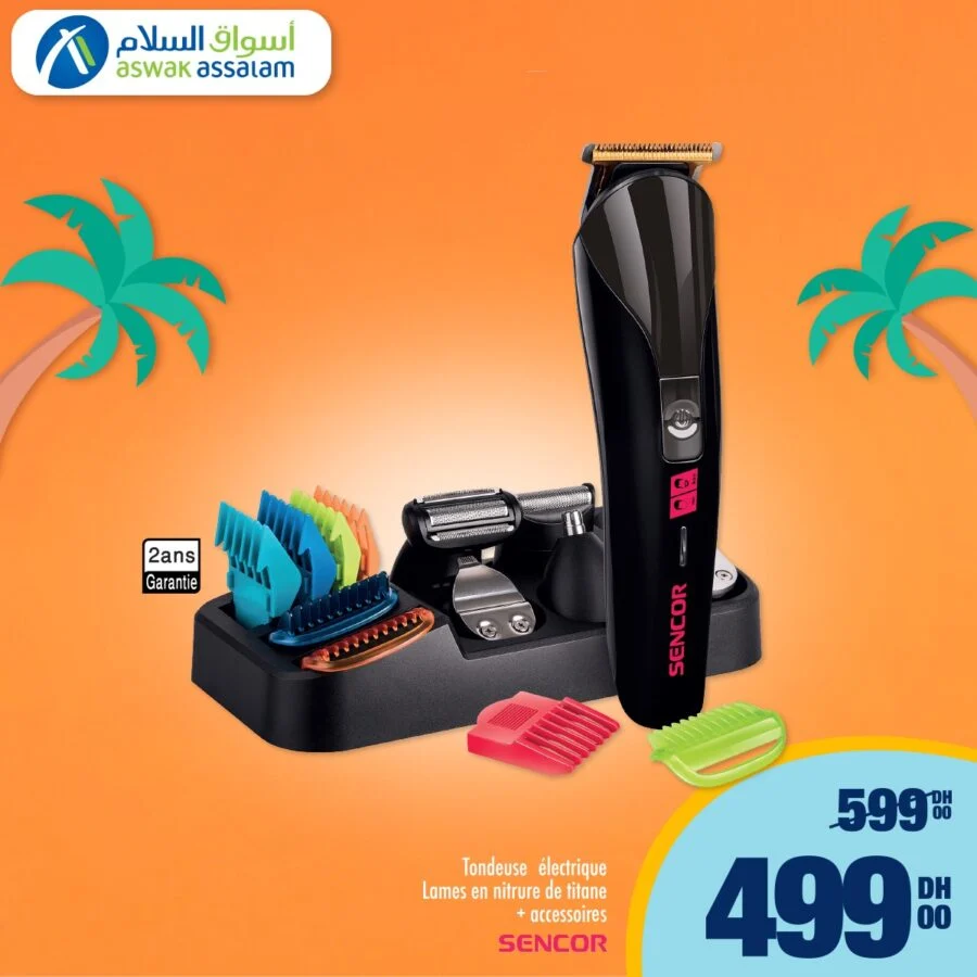 Offres Promotionnelles Aswak Assalam Tondeuse électrique + accessoires SENCOR 499Dhs au lieu de 599Dhs