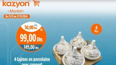 4 Tajines en porcelaine avec support KENZ