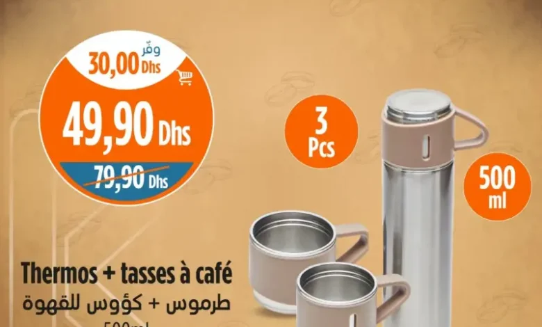 Thermos + tasses à café 500ml