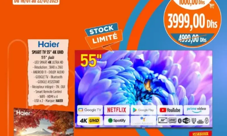 Smart TV 55 pouces 4K HAIER