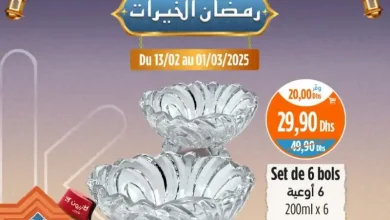 Offres en promo chez Kazyon Market Maroc Set de 6 bols 200ml CITYGLASS عروض كازيون février 2025