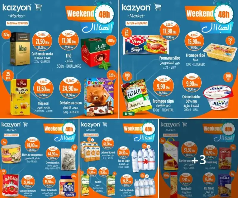 Offres Weekend 48h chez Kazyon Market Maroc valable jusqu’au 22 juin 2025 عروض كازيون juin 2025