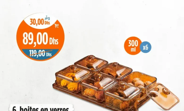 set de 6 boîtes en verres 300ml