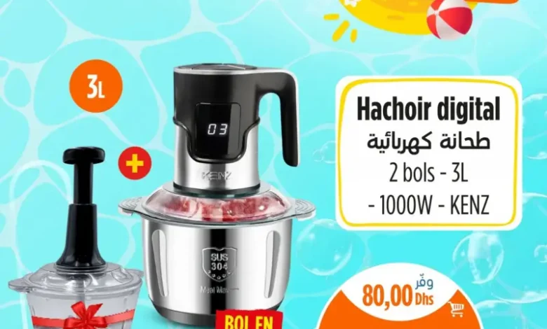 Hachoir digital 2 bols 3 litres KENZ