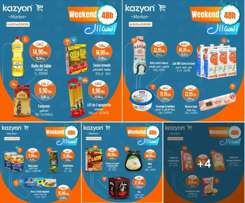 Offres Weekend 48h chez Kazyon Market Maroc valable jusqu’au 07 Septembre 2025 عروض كازيون septembre 2025