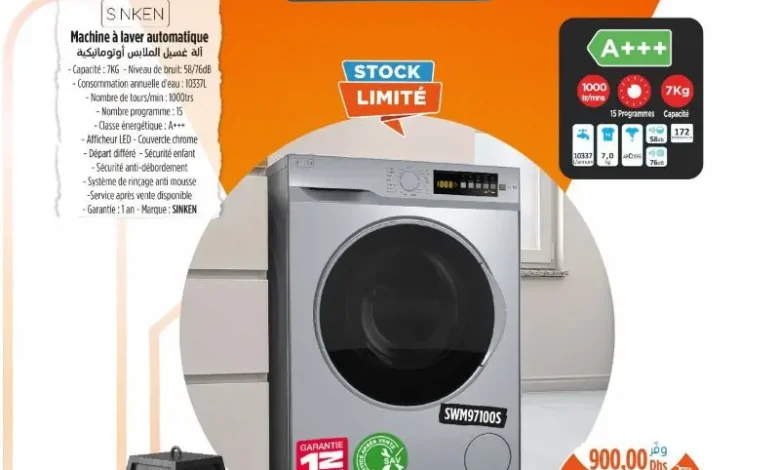 Machine à laver 7Kg SINKEN