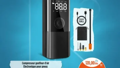 Offre Spécial chez Kazyon Market Maroc Compresseur gonfleur d’air pour pneu 12V/2A عروض كازيون novembre 2025 Compresseur gonfleur d'air pour pneu 12V/2A