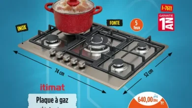 Plaque à gaz 5feux ITIMAT 74x52cm