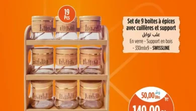 Offres العروض الهائلة chez Kazyon Market Maroc Set de 9 boites à épices avec cuillères et support SWISSLINE عروض كازيون décembre 2025 Set de 9 boites à épices avec cuillères et support SWISSLINE